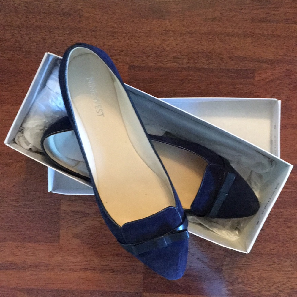 Navy suede pointed toe flats